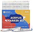 Arrtx Acrylic Paint Pens 60A,Brush Tip Acrylic Markers Set for Rock Painting,Glass,Stone,Wood,Ceramic Fabric,
