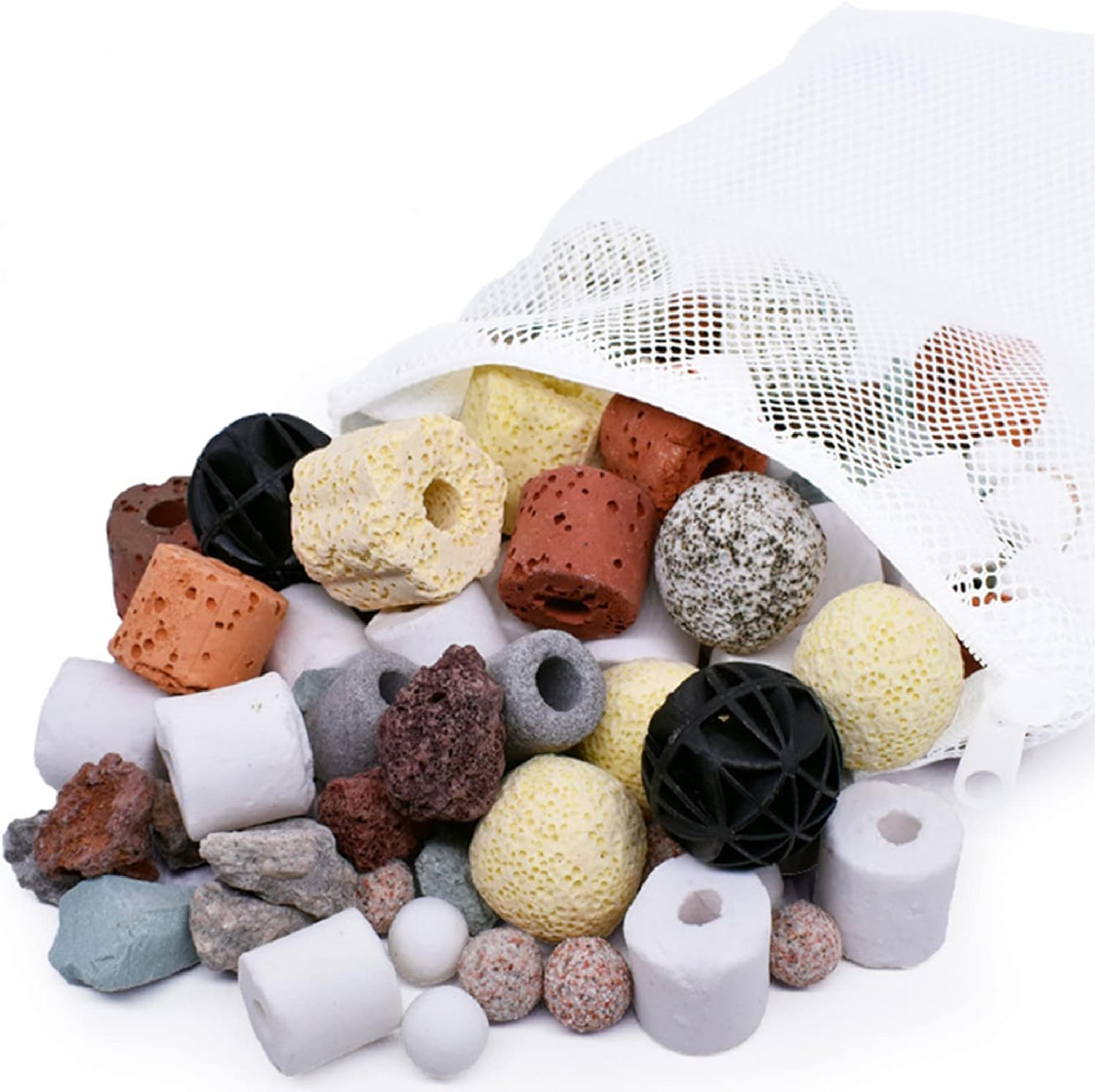 MUYYIKA Aquarium filter media Accessories for aquarium filters Ceramic rings Biological filter medium Ceramic rings Bioballs Biochemical porous filter