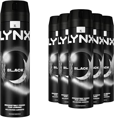 Lynx Black Deodorant Spray for Men 6 Pack 200ml Each Body Spray