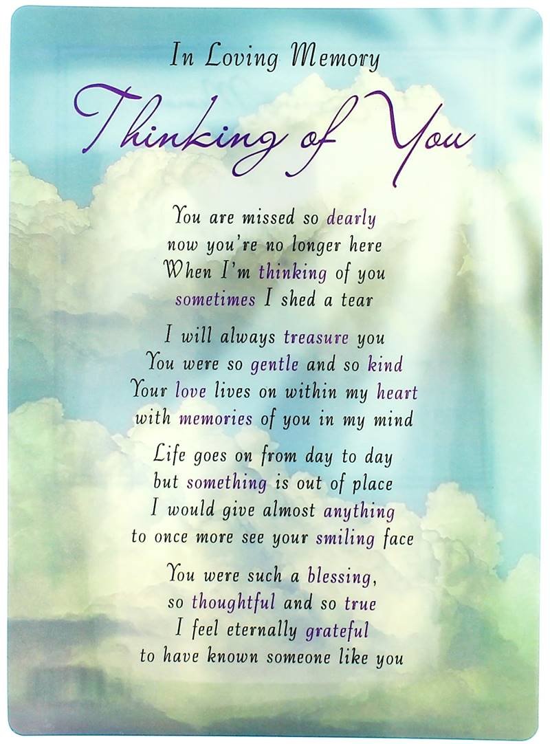 Special Thoughts Loving Memory Open Graveside Memorial Card - Thinking Of You 6.5" x 4.75", green|beige|white|blue