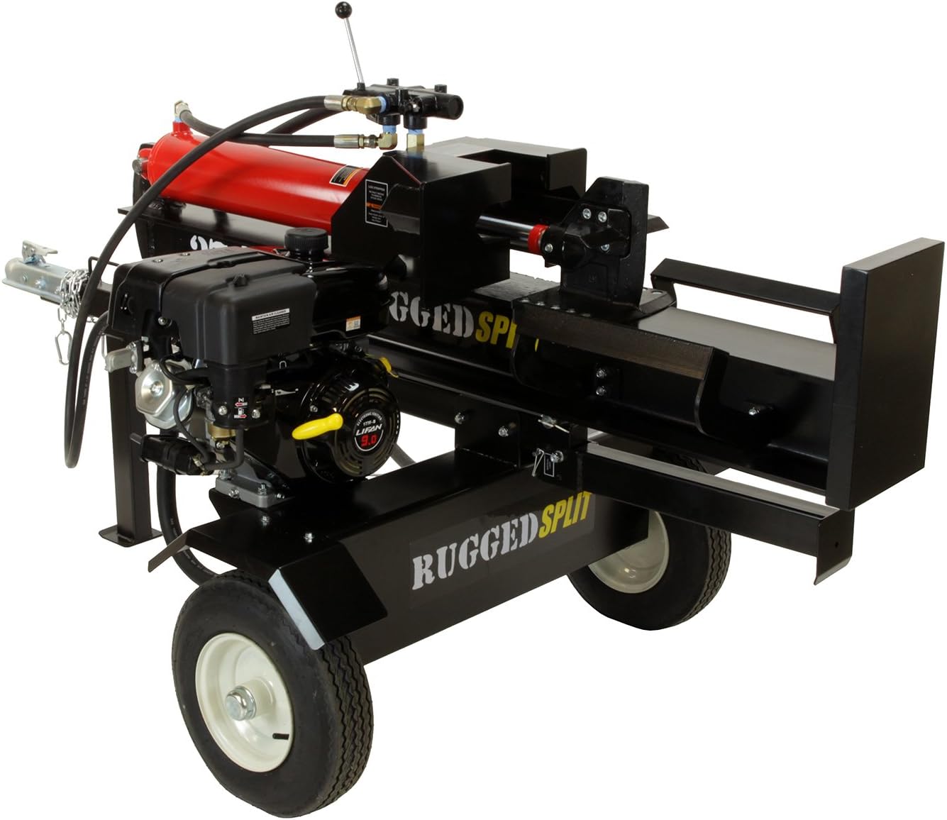 RuggedMade 28 Ton Gas Powered Hydraulic Log Splitter, 4 Way Wedge (212cc Electric Start)