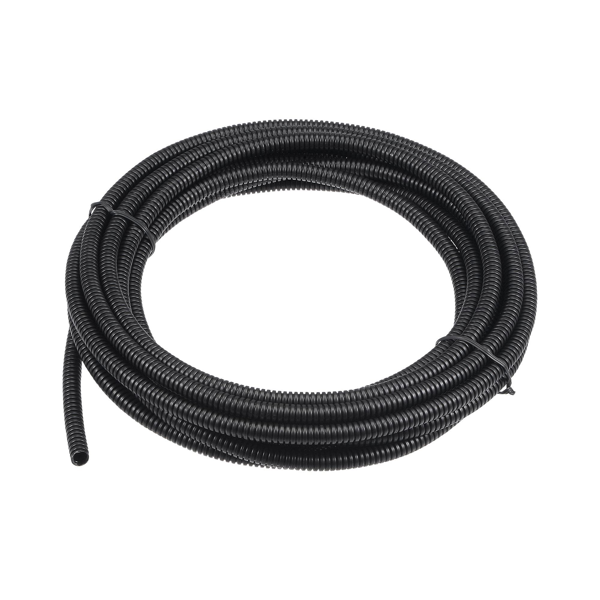 sourcing map 5 M 5.2 x 7.2 mm PP Flexible Corrugated Conduit Tube for Garden,Office Black