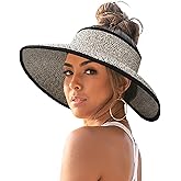 FURTALK Sun Hats for Women Wide Brim Beach Hat Straw Visor Ponytail Summer UV Packable Foldable Beach Vacation Essentials