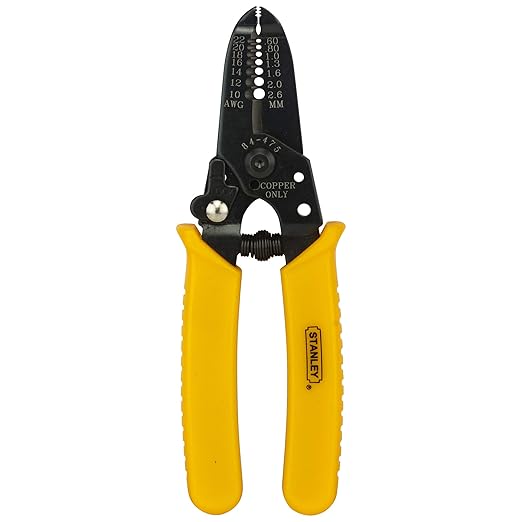 STANLEY 84-475-22 150mm/6 Wire Stripper with Cutting Edge, Yellow-AWG12-22