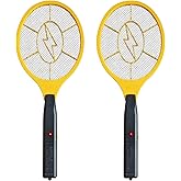 2 Pack Electric Fly Swatter, Handheld Bug Zapper Racket for Outdoor & Indoor, Mosquito Zapper Racket Battery Powered Tennis Mosquito Rackets for Insect