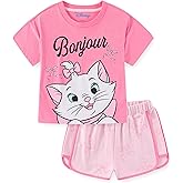 Disney The Aristocats Marie the Cat Girls Short Sleeve T-Shirt and French Terry Shorts Set for Big Kids