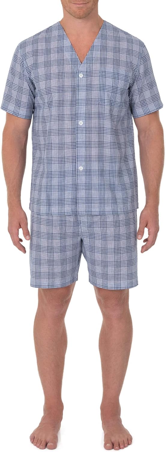 Geoffrey Beene Men's Broadcloth Short Sleeve KneeLength Pajama Set at