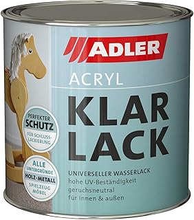 ADLER Acryl Klarlack Glänzend 125 ml - Acryllack mit Grundierwirkung, Grund- und Decklack für innen und außen - Wetterfester Lack für Holz, Metall & Kunststoff