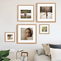 16x16 Picture Frames, Solid Oak Wood Photo Frame 16