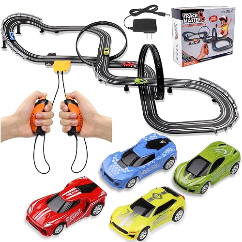 Slot Car Race Track Sets, 23ft Battery Powered or Electric Track with 4 ...