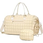Duffle Bag for Travel, Weekender Bag with Shoe Compartment, Carry On Overnight Bag for Women with Toiletry Bag, Gym Bag with Wet Pocket, Hospital Bags for Labor and Delivery Beige