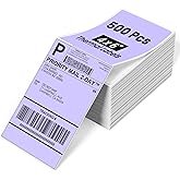 Phomemo 4x6 Thermal Labels for Shipping Label Printer - 500PCS Purple Mailing Labels - 4x6 Direct Thermal Labels Fanfold Compatible with Rollo,MUNBYN,iDPRT,JADENS,POLONO - Water/Oilproof - NO BPA/BPS