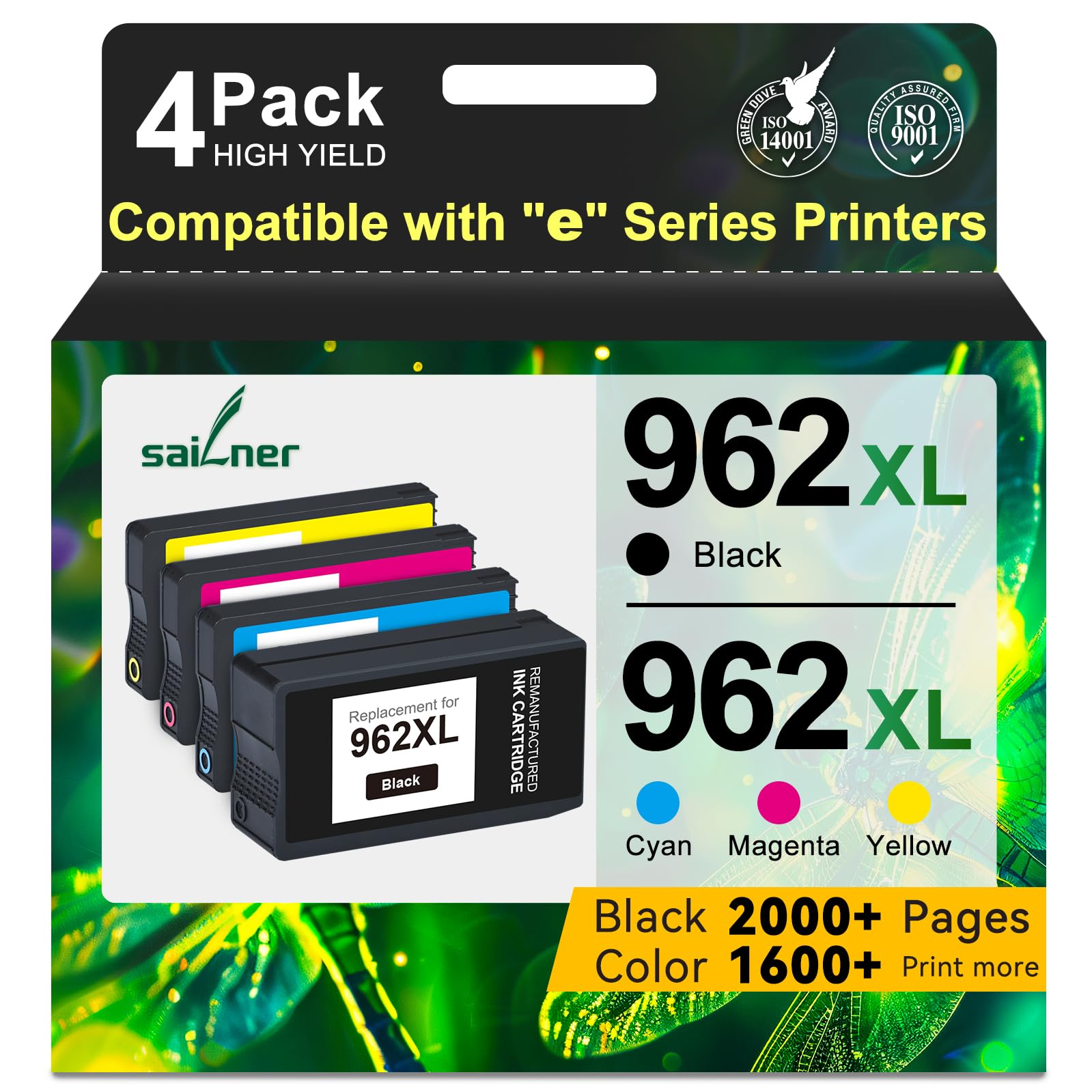 Photo 1 of 962XL Ink Cartridges for HP 962XL Ink Cartridges Combo Pack Work for HP Officejet Pro 9015e 9010 9025e 9015 9025 9018e 9025e 9020 Printer for HP 962 (4 Pack)