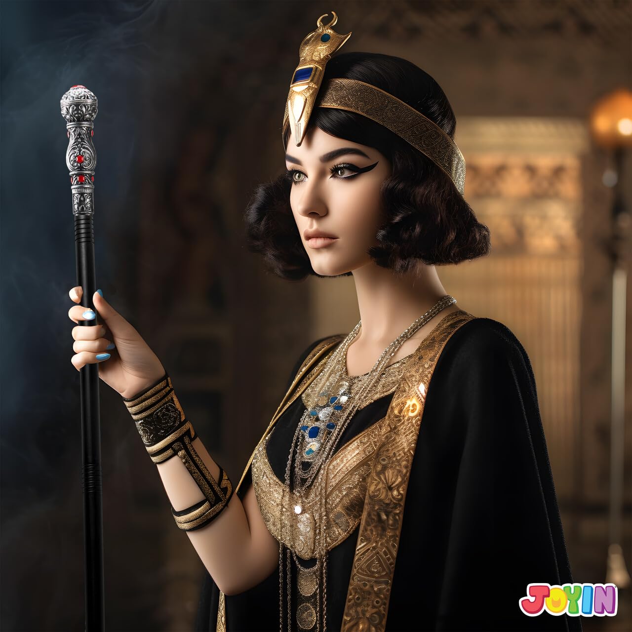 Spooktacular Creations Halloween Costume Walking Cane, Silver Elegant Vintage Staff Prop Stick for Halloween Pretend and Play Cane Costume Accessories, Vampire Dress Up Parties for Adults and Kids