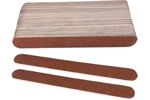 GIGAGROUND 24 Pcs Wooden Nail Files, 7 Inches Emery Board Nail File for Nature Nails, Manicure Tool Set Disposable Nail File for Home Salon Brown