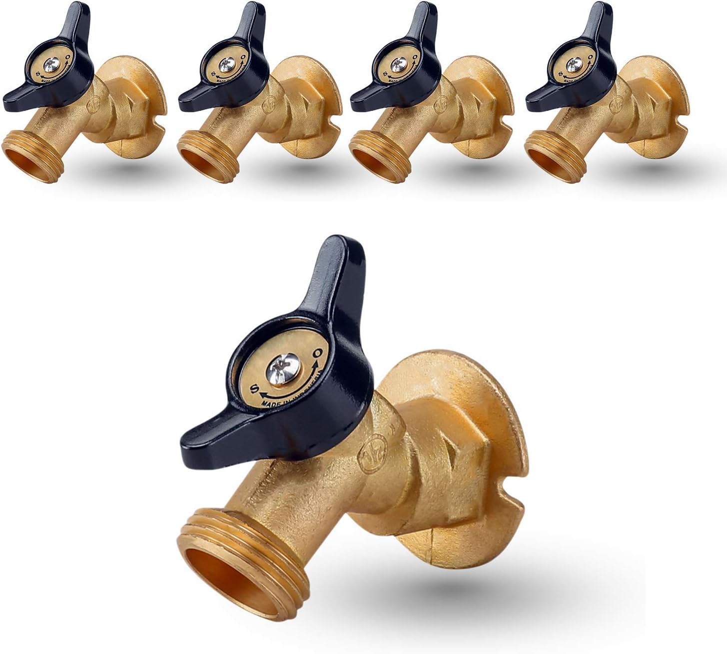 Midline Valve 69344-5 Quarter Turn Sillcock Hose Bibb 1/2 in. FIP Inlet x 3/4 in. MHT Outlet, Cast Brass (5 Pack) - - 