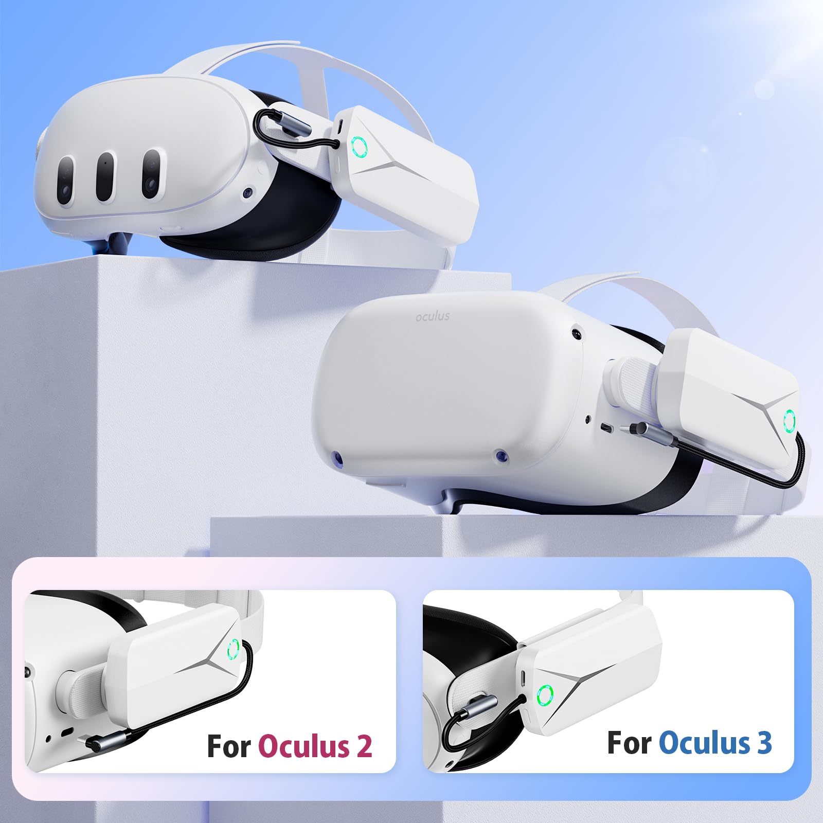 Battery Pack for Oculus Quest 3 and 2, Accessories for Meta Quest 2/3, 5000mAh Extended Battery Charger Compatible with Meta Oculus Quest 2/3 Original Strap and Elite Strap Lightweight VR Accessories