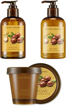 Amazon 韓国 Nature Republic Nature Republic アルガンエッセンシャルディープケアヘアセット シャンプー300 Ml 1コンディショナー300 Ml 1ヘアパック0 Ml 1 アルガンオイルモイスチャースペシャルヘアケア Nature Republic Argan Essential Deep Care Set 8