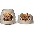 Best Friends by Sheri 2 in 1 Honeycomb Convertible Cat and Dog Cave Bed, Ilan Microfiber, Wheat, Standard