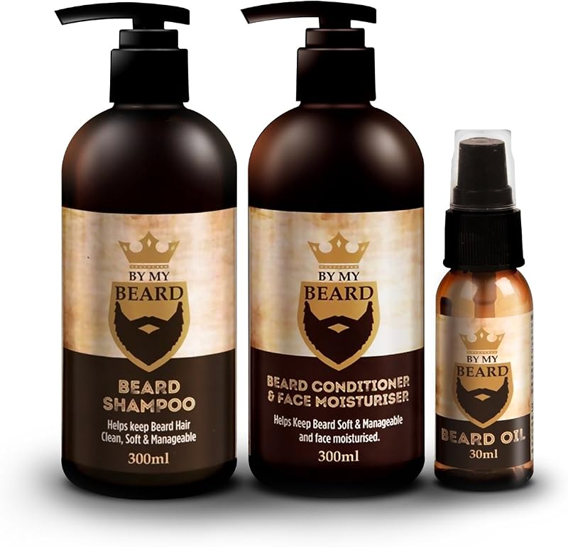 BE MY BEARD Beard Shampoo Conditioner and Face Moisturiser Oil Triple Pack