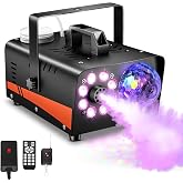 Dashsafe 800W Fog Machine, 4500CFM for Halloween, Disco Light &amp; Remote | 13-Color LED Effect Smoke Machine, Wired &amp; Wireless Remote, Dry Run Protect, for Indoor, Outdoor, Wedding, Parties &amp; DJ Stage