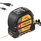 PREXISO 2-in-1 Laser Tape Measure, 135Ft Rechargeable Measurement Tool & 16Ft Measuring Movable Magnetic Hook - Pythagorean, Area, Volume, Ft/Ft+in/in/M Unit NOT Digital