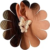 YienDoo Boho Big Butterfly Drop Earrings Vintage Gold Double Butterfly Dangle Earrings Statement Animal Butterfly Earrings Prom Butterfly Earrings Jewelry for Women