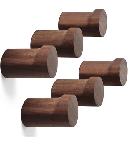 HARLEY壁掛け　木製 Amazon.com: COCOYA Natural Wood Wall Hooks, 6Pack Minimalist Hat