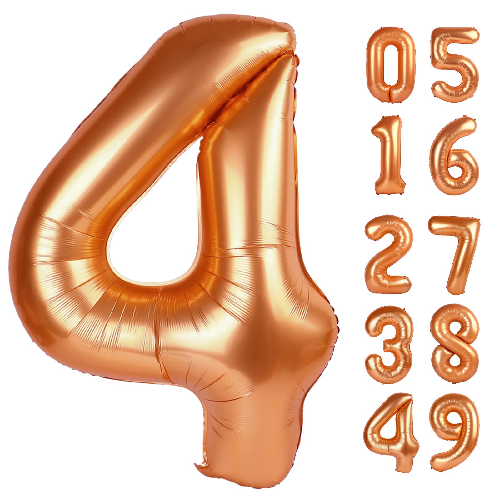 Photo 1 of Orange 4 Balloon, Number Balloon 40 Inch, 4th Orange Party Decorations, Four Large Numbers for Party Decor, Number 4 Balloon