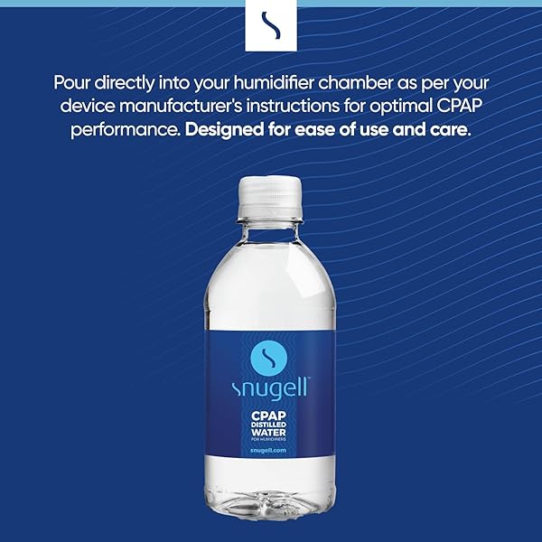 SNUGELL DISTILLED WATER FOR CPAP MACHINES, TRAVEL SIZE BOTTLES (24 -PACK, 12 OZ EACH) – UP TO 1 MONTH SUPPLY – CLEAN, MULTI-USE, TRAVEL-FRIENDLY, MADE IN USA