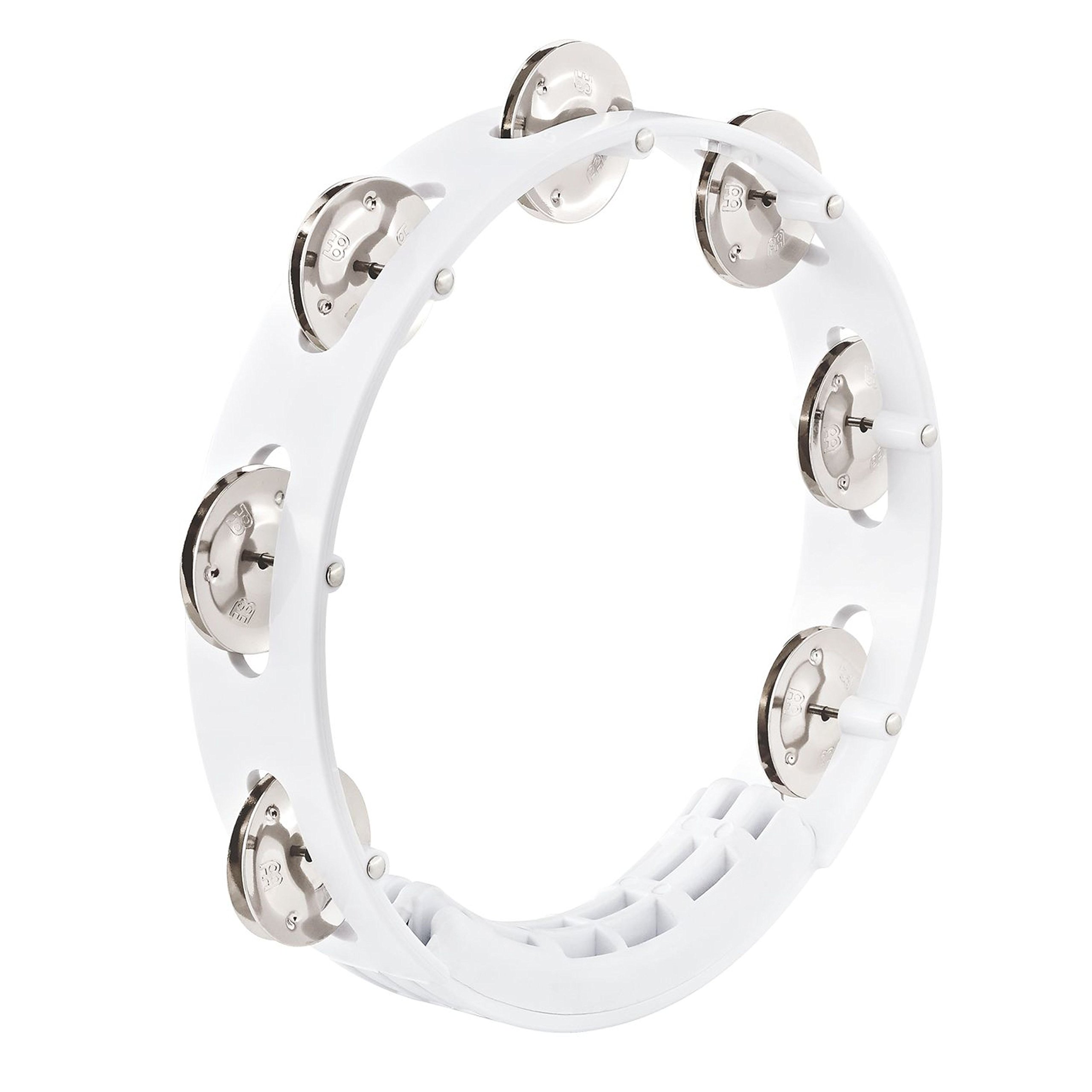 Meinl Percussion Headliner Tour Tambourine - 1-Row Tambourine - 8-inch Diameter - ABS Plastic / Steel, White / Silver (HTT8WH)