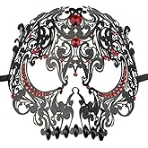 Coddsmz Halloween Masquerade Masks Full Face Mardi Gras Party Costume Mask Halloween Cosplay Mask Metal Mask with Rhinestone