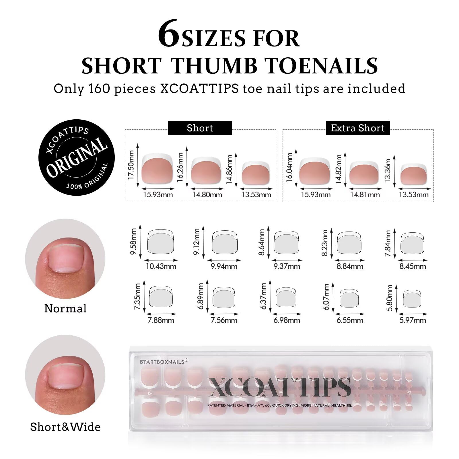 BTArtboxnails XCOATTIPS Toe Nail Tips - French Toe Nail Press Ons Short, 160Pcs Brown Soft Gel Toe Nail Tips, Soak Off Press On Toenails for Women - Image 3