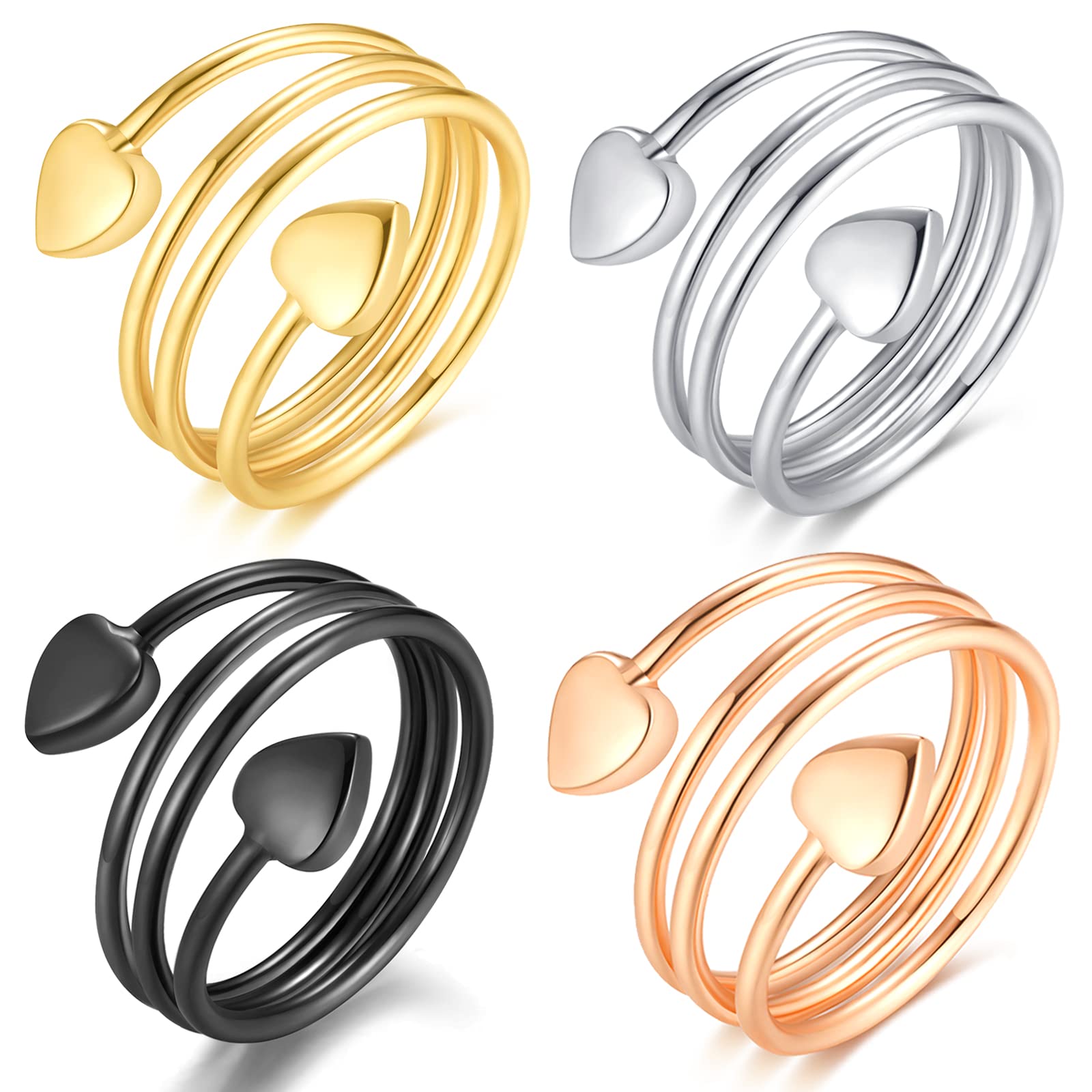 Photo 1 of Vicmag Copper Magnetic Ring for Women, Magnetic Rings Ladies Fingers Thumb 100% Solid Pure Copper Jewelry Gift Adjustable (4PCS Love Heart)