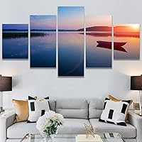 SIGNWIN 5 Panel Canvas Wall Art Modern Art Boat Expressive Multicolor Nautical Photography Transportation for Home Decorations Ready to Hang - 60