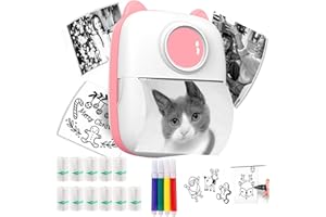 Funducts Mini Pocket Printer, Portable Thermal Printer for Pictures (LED Pink)