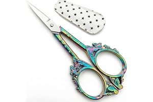 GLEXAL Small Embroidery Scissors with Cover -Cute and Comfortable handles with Sturdy and Sharp Tips for Precise Cutting, Sewing and Craft Supplies Kit