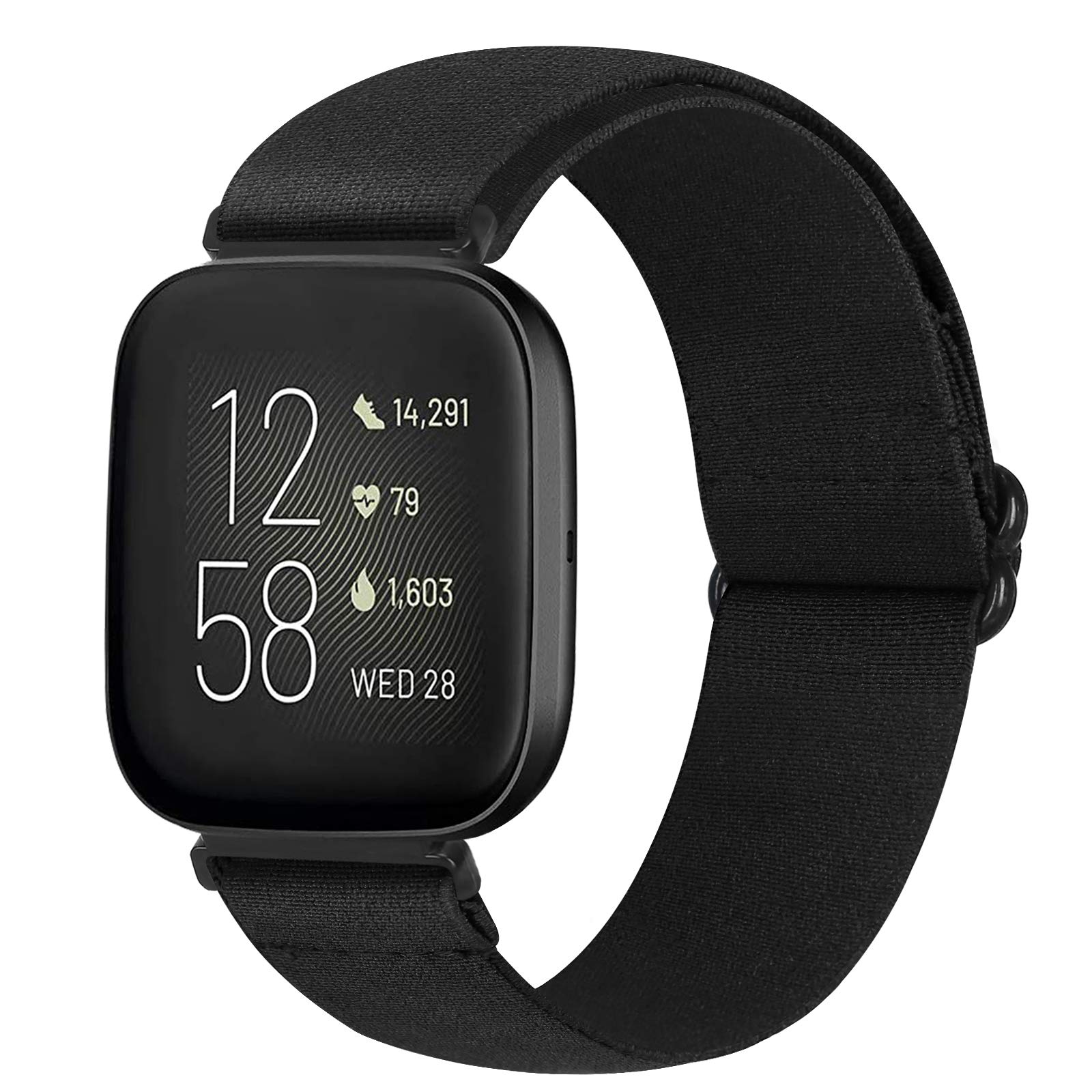 Runostrich Adjustable Elastic Watch Straps Compatible with Fitbit Versa/Fitbit Versa 2 Nylon Sport Loop Stretch Wristband Replacement Band for Women Men (L)