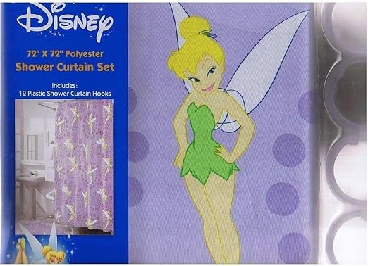 Amazon Com Purple Tinkerbell Shower Curtain Set Tinkerbell