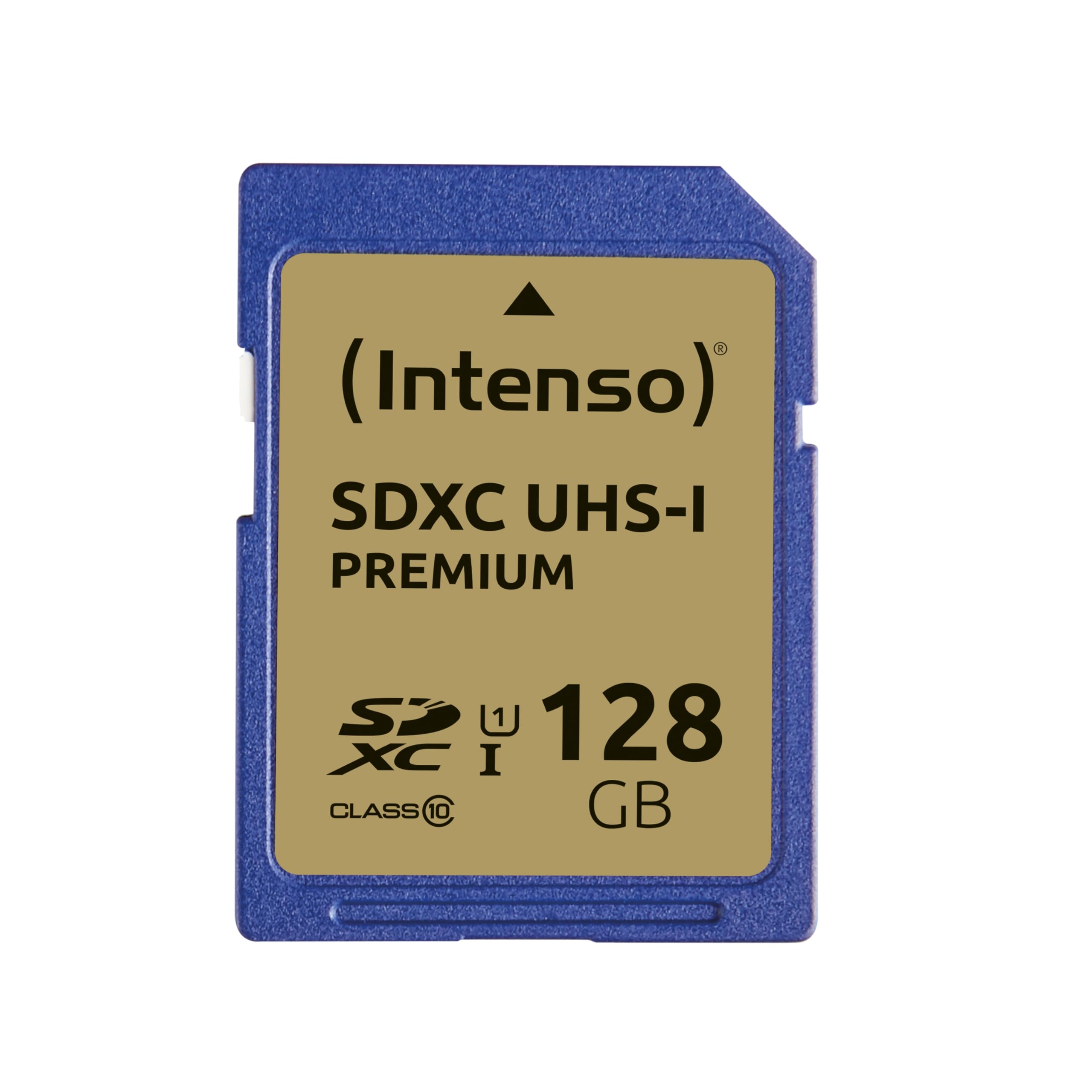 Intenso Premium SDXC Memory Card, Class 10 UHS-I, 128 GB, Blue