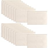 meekoo 16 Pack Blank Canvas Pouch Zipper Cosmetic Bag Bulk Plain Makeup Pouch Sublimation DIY Craft Multipurpose Travel Toiletry Bag for Makeup Cosmetic Stationary Storage Organizer(L,Beige)