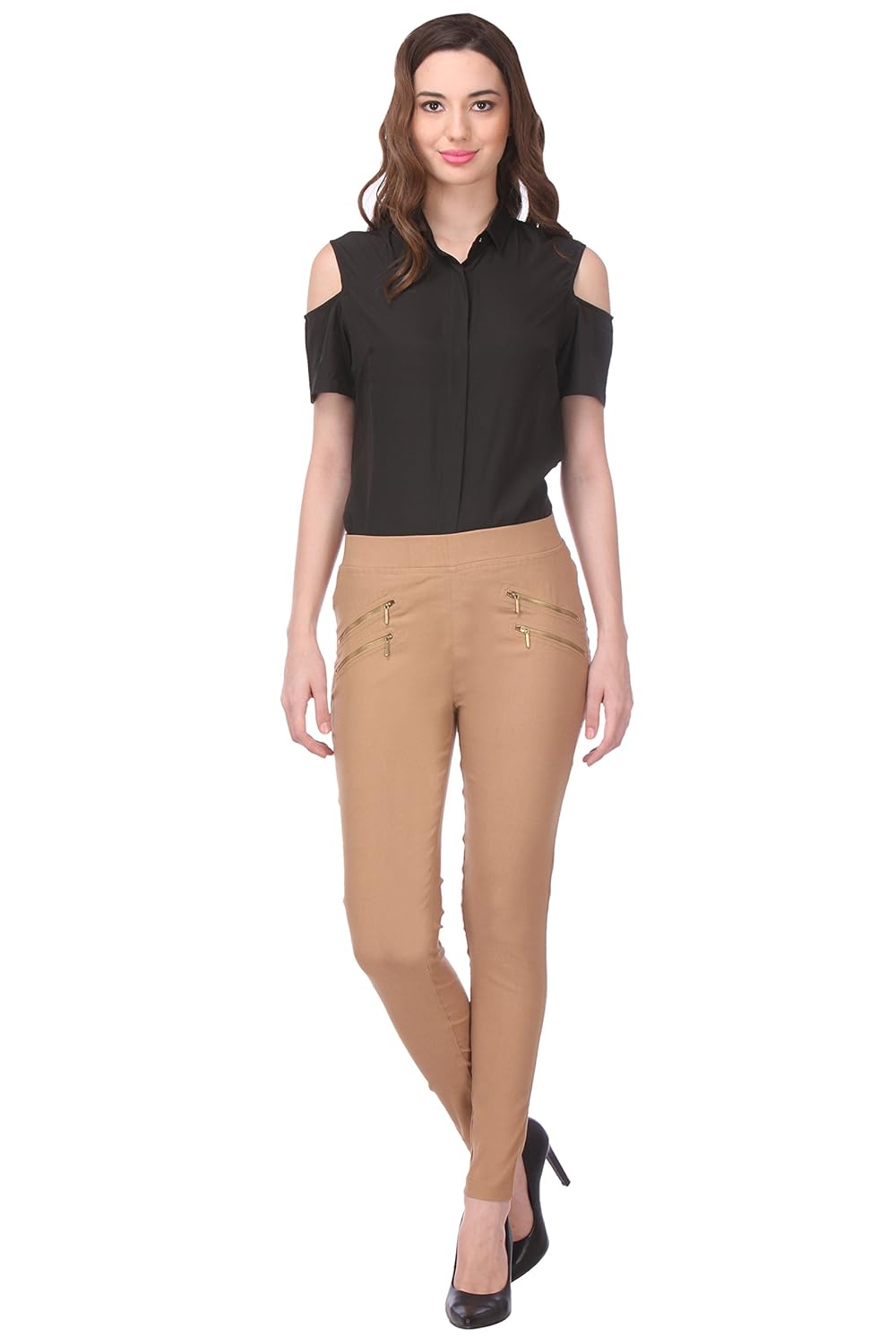 deewa cotton solid jeggings for women
