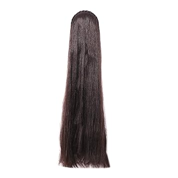 Honbon Long Shiny Straight Hair Extension Wig Black For Women 30