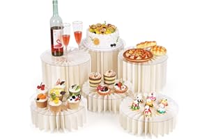 Flenpptly 6 Pcs Buffet Risers, Food Risers for Buffet Table, White Food Display Risers for Party Buffet Risers and Stands for Show Catering Desserts, Food, Jewelry (6 Pcs)
