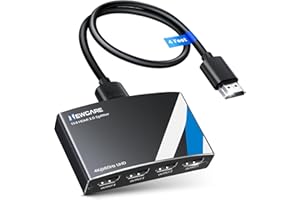NEWCARE 4K@60Hz HDMI Splitter 1 in 4 Out w/ 4ft HDMI 2.0 Cable, 4K HDMI Splitter Auto Downscaler, Mirror Display to 4 Monitors(Not for Extended Display),Support Dobly Vision& Atmos, HDCP 2.2, 18.5Gbps