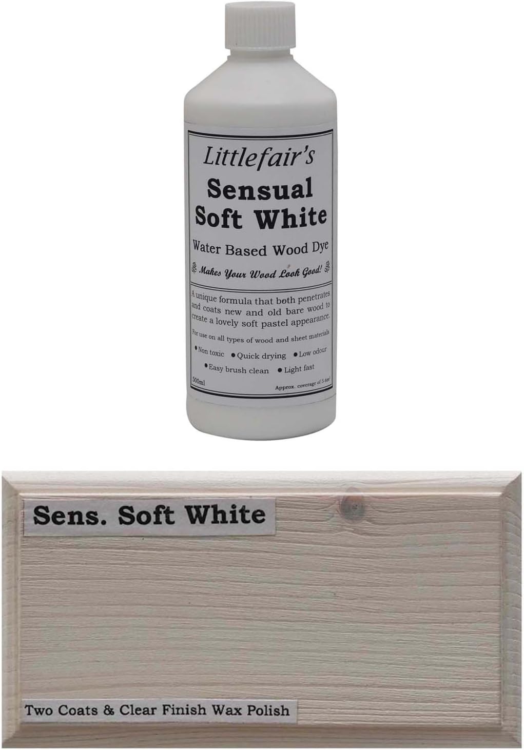 Littlefair's Wood Stain Water-Based, (Soft White), Non-Toxic, Eco-Friendly & Quick Drying, Easy-to-Apply