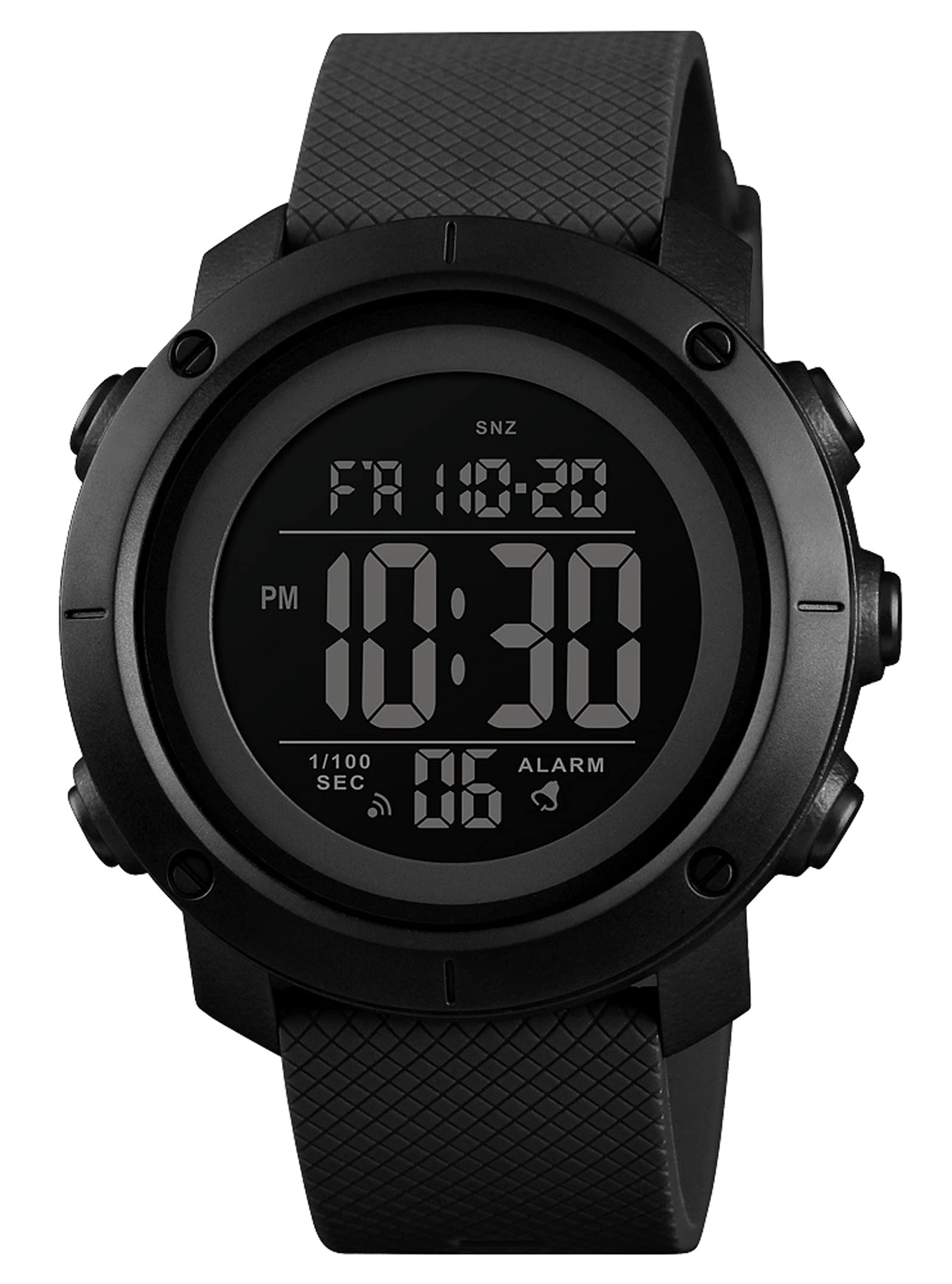 findtime Men's Digital Sports Watch Stopwatch Alarm Waterproof Wrist Watches for Men LED Tactical Dual Time Zone Display Electronic Outdoor Watch