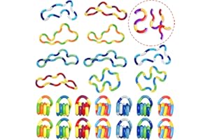 QZVOO 24PCS Quiet Fidget Toys Sensory Fidget Toys for Unique Fidget Experience, Multicolor Twisty Fidget Toys for Relaxation, Brain Imagination Tools, Relax Therapy Educational Toy for Adults,Boys,Girls