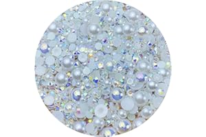 XINHONGO Mix Resin Rhinestones Half Round Pearls,30g Flatback Rhinestones Half Pearl Beads for Crafts Multi Size 3mm-10mm Half Pearl Rhinestone for Bottles,Tumblers,Nail Art,Clothes Shoes (White Series)