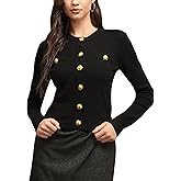M.Infisavo Women’s Cropped Cardigan Sweater Shirts, Fall Knit Button Down Jacket Open Front Crewneck Long Sleeve Outerwear